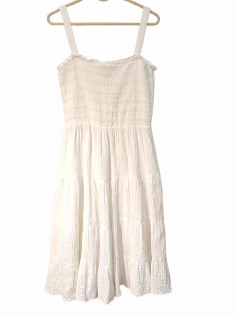 C&C California 100% Cotton Guazy Tiered Cotton Sundress White Size M